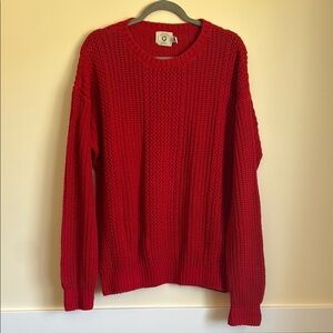 Gregory John Red Crewneck Sweater with Ribbed Knit Size Large